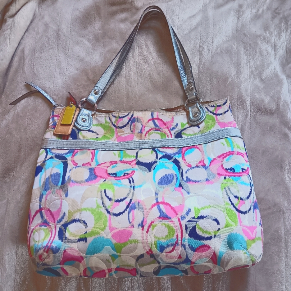 Coach Poppy Ikat Multi-color Signature Glam Tote Bag